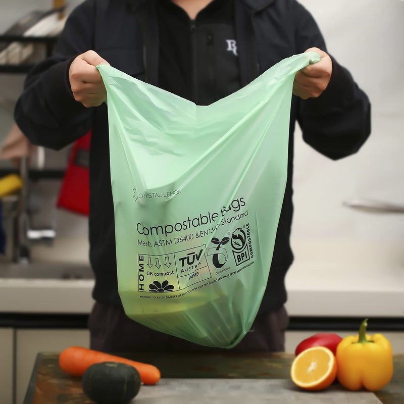 C Crystal Lemon 50 Counts Compostable Trash Bags, 6 Gallon Heavy Duty Trash Bags and Kitchen Garbage Bags - Image 2